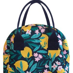 My Tagalong Foodie Tote - Lemon Navy Blue Handles